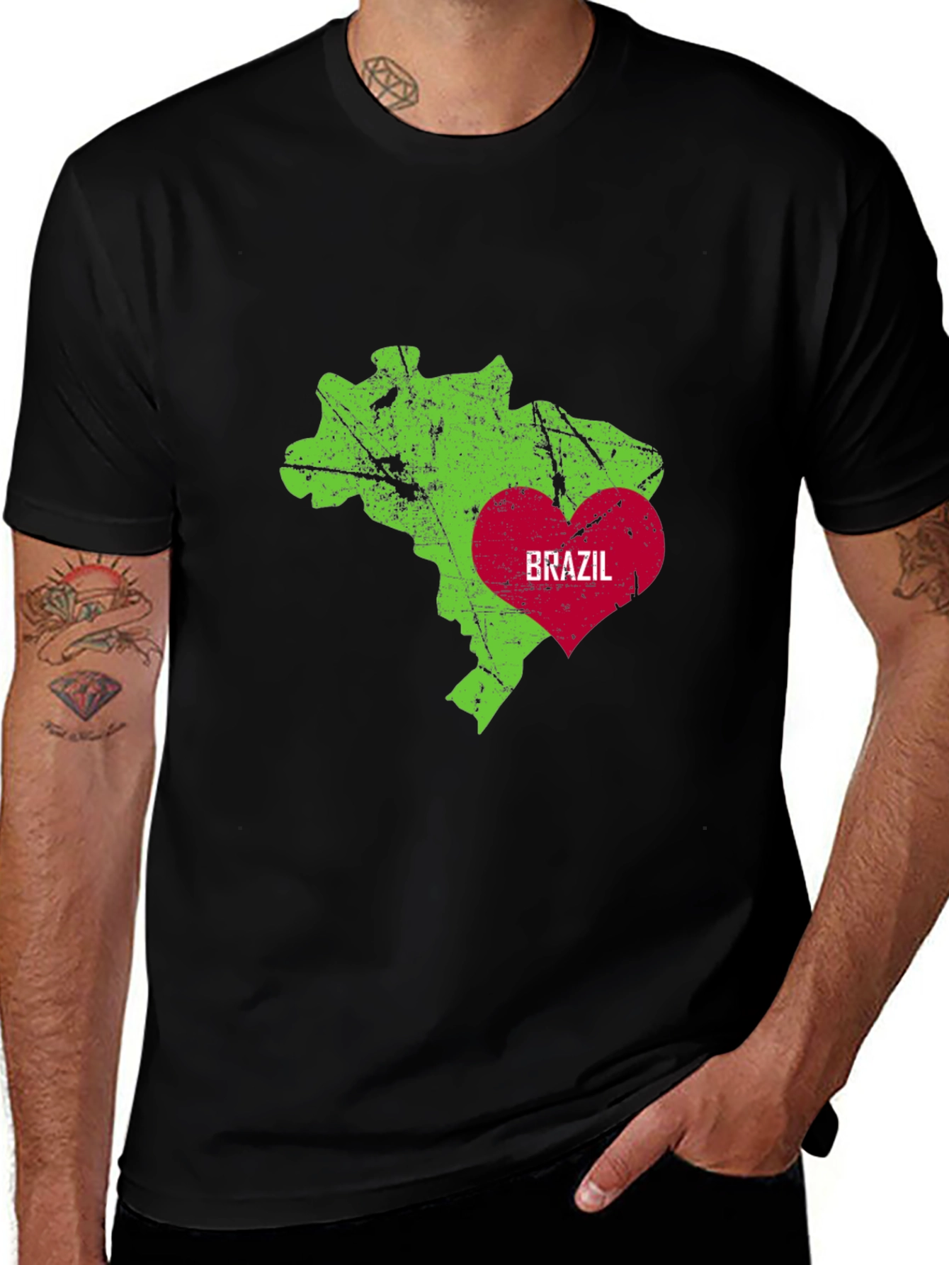 Brazil Pride Graphic Tee - Heart Map Design