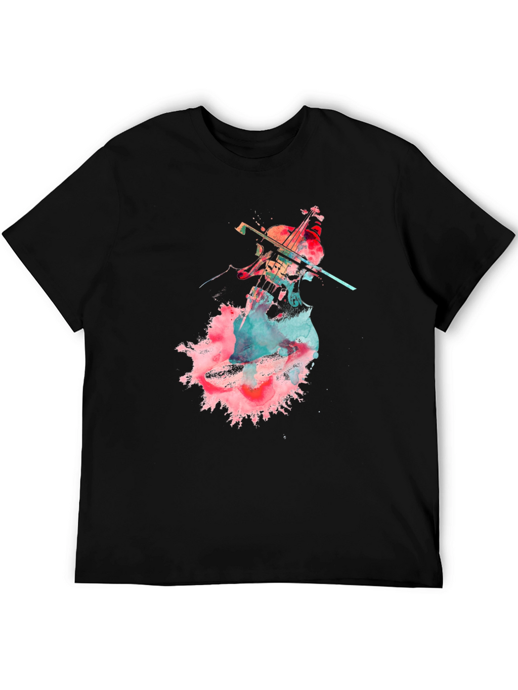 Abstract Cello Graphic T-Shirt - Black