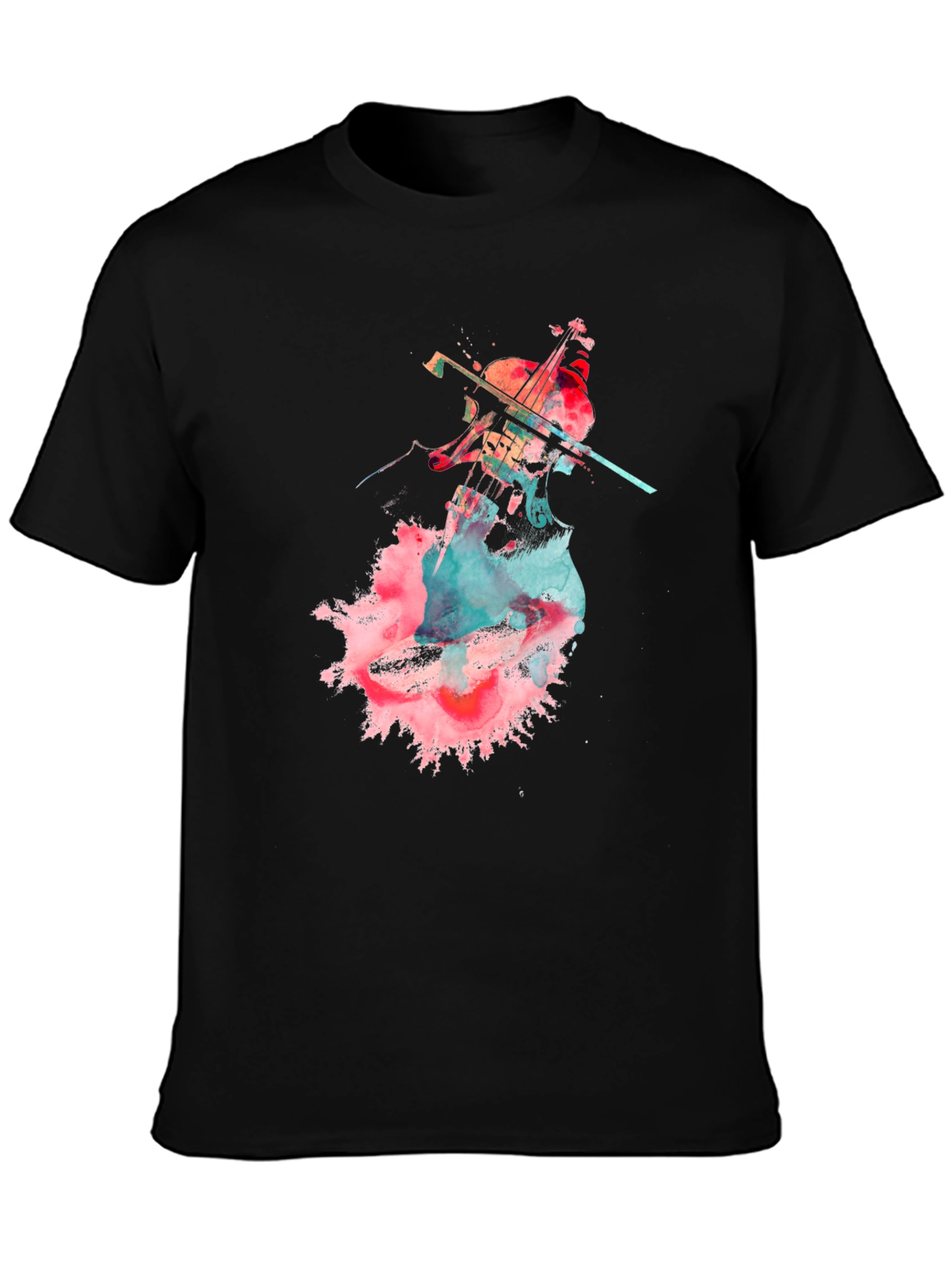 Abstract Cello Graphic T-Shirt - Black