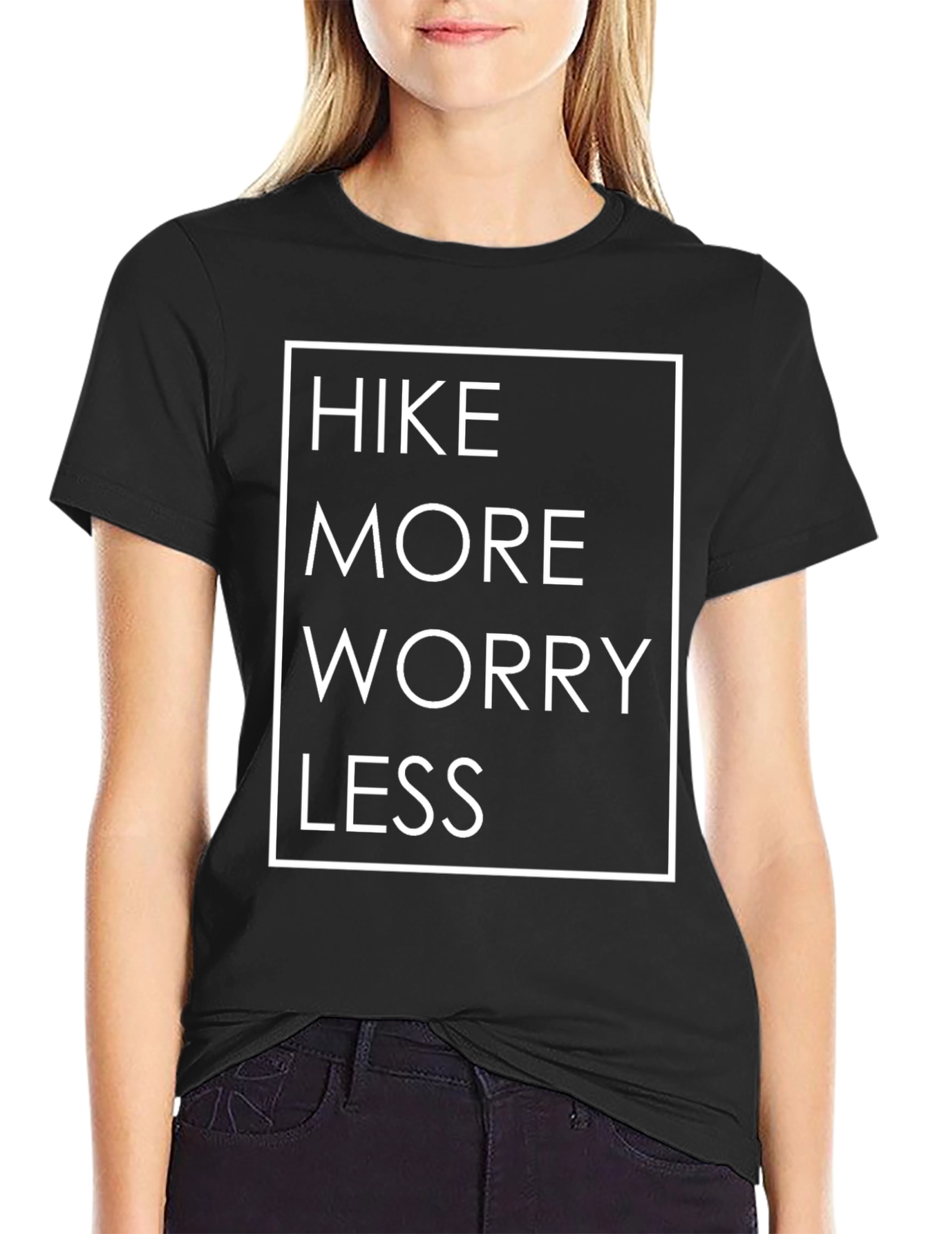Hike More Worry Less Black Graphic Tee