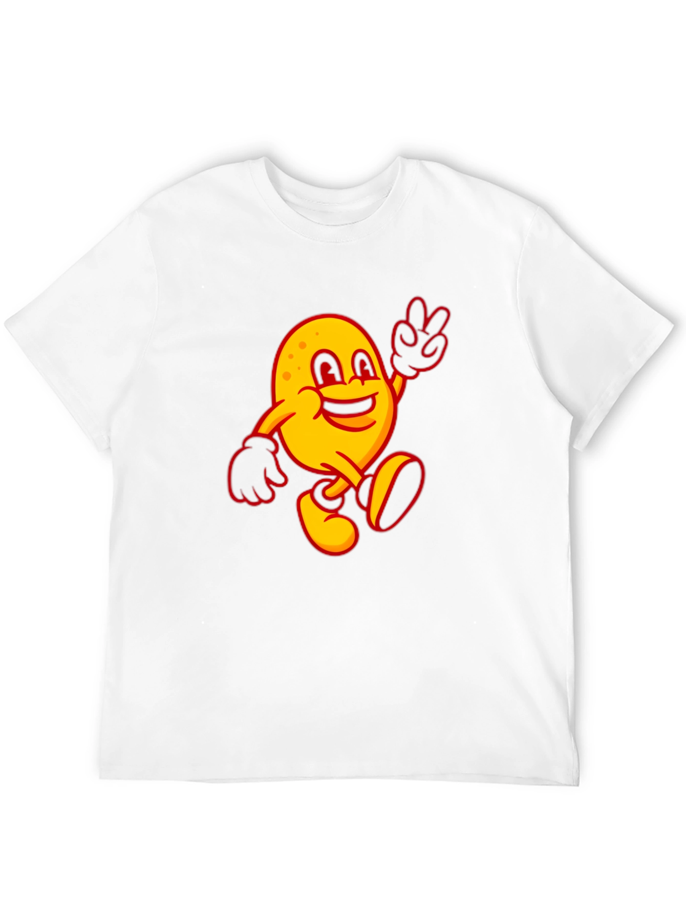 Happy Potato Cartoon Black T-Shirt