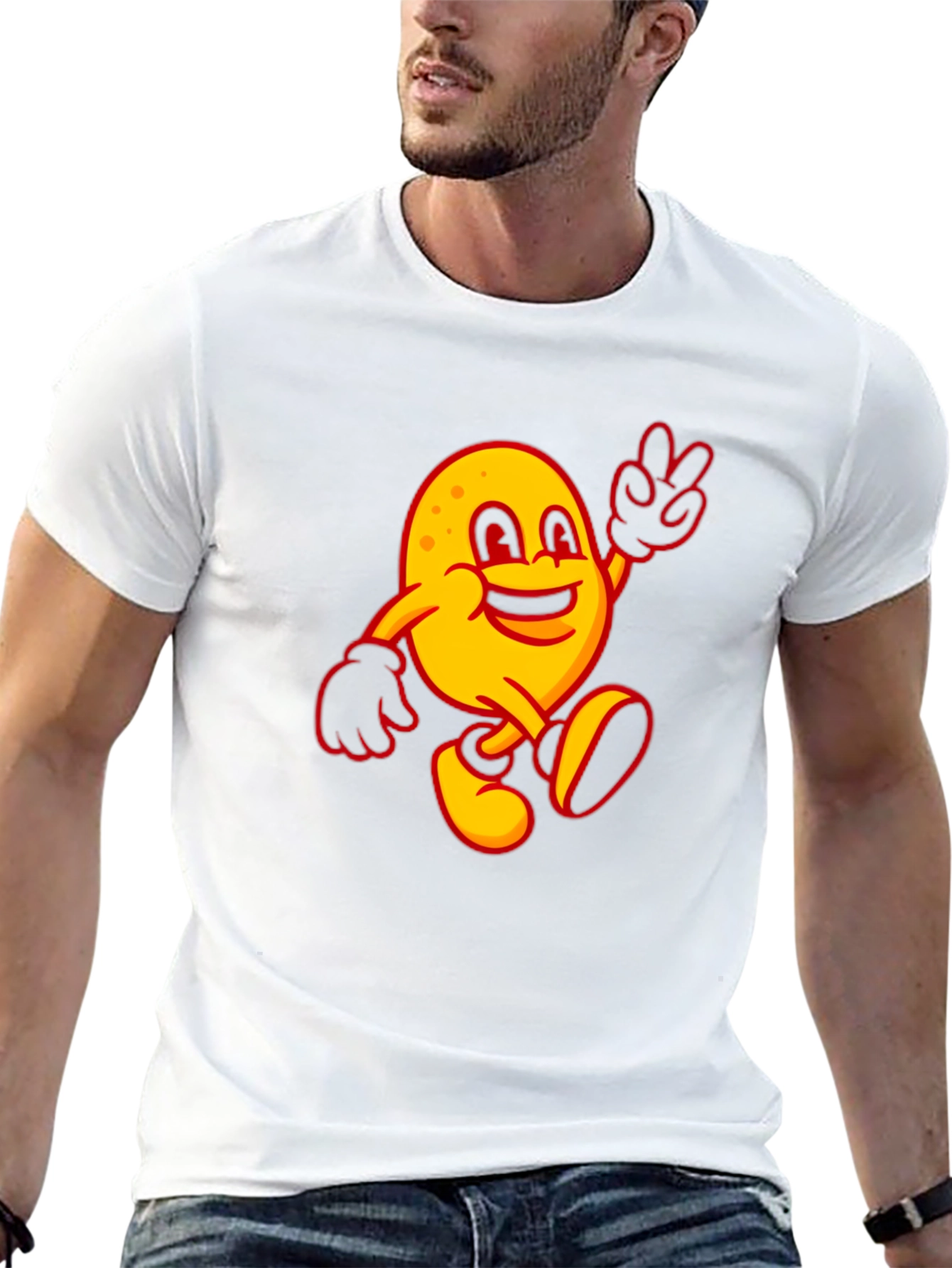 Happy Potato Cartoon Black T-Shirt
