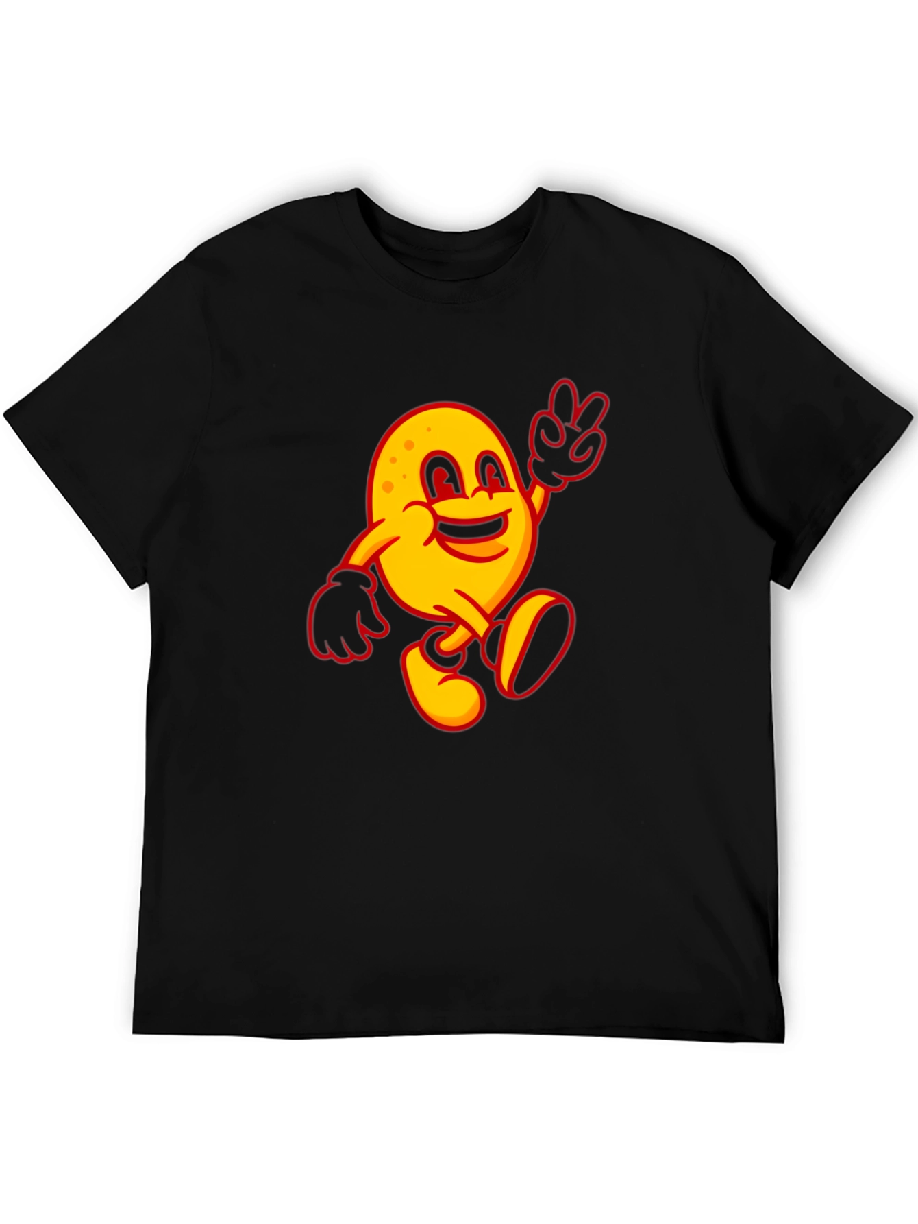 Happy Potato Cartoon Black T-Shirt