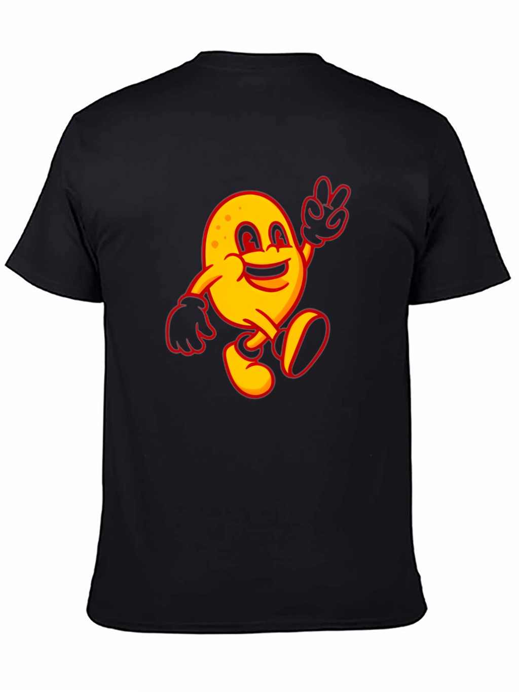 Happy Potato Cartoon Black T-Shirt