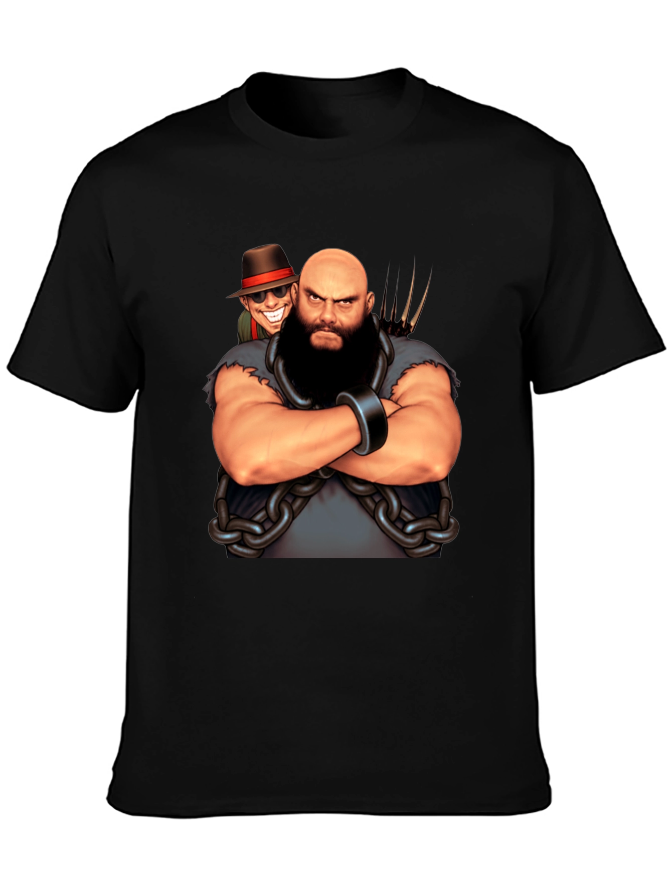 Black T-Shirt with Cartoon Villain Graphic