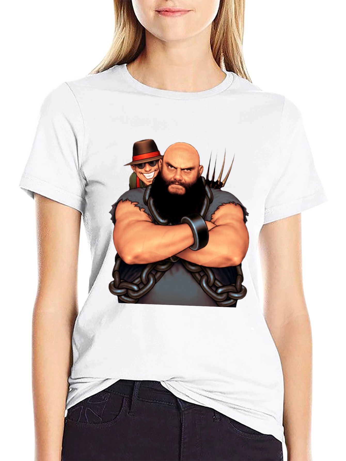 Black T-Shirt with Cartoon Villain Graphic