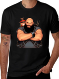 Black T-Shirt with Cartoon Villain Graphic
