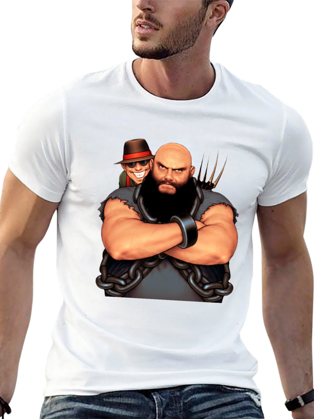 Black T-Shirt with Cartoon Villain Graphic