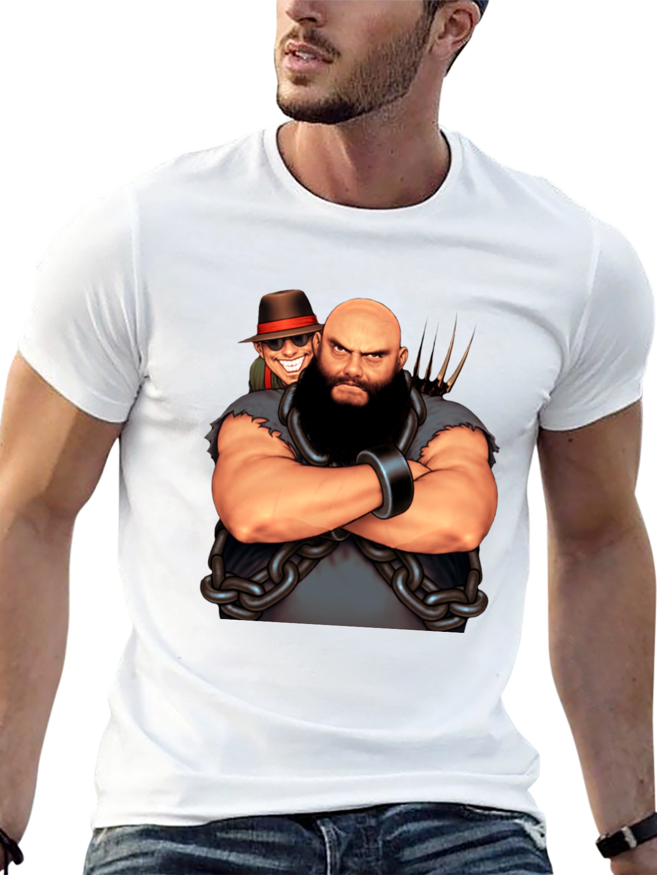 Black T-Shirt with Cartoon Villain Graphic