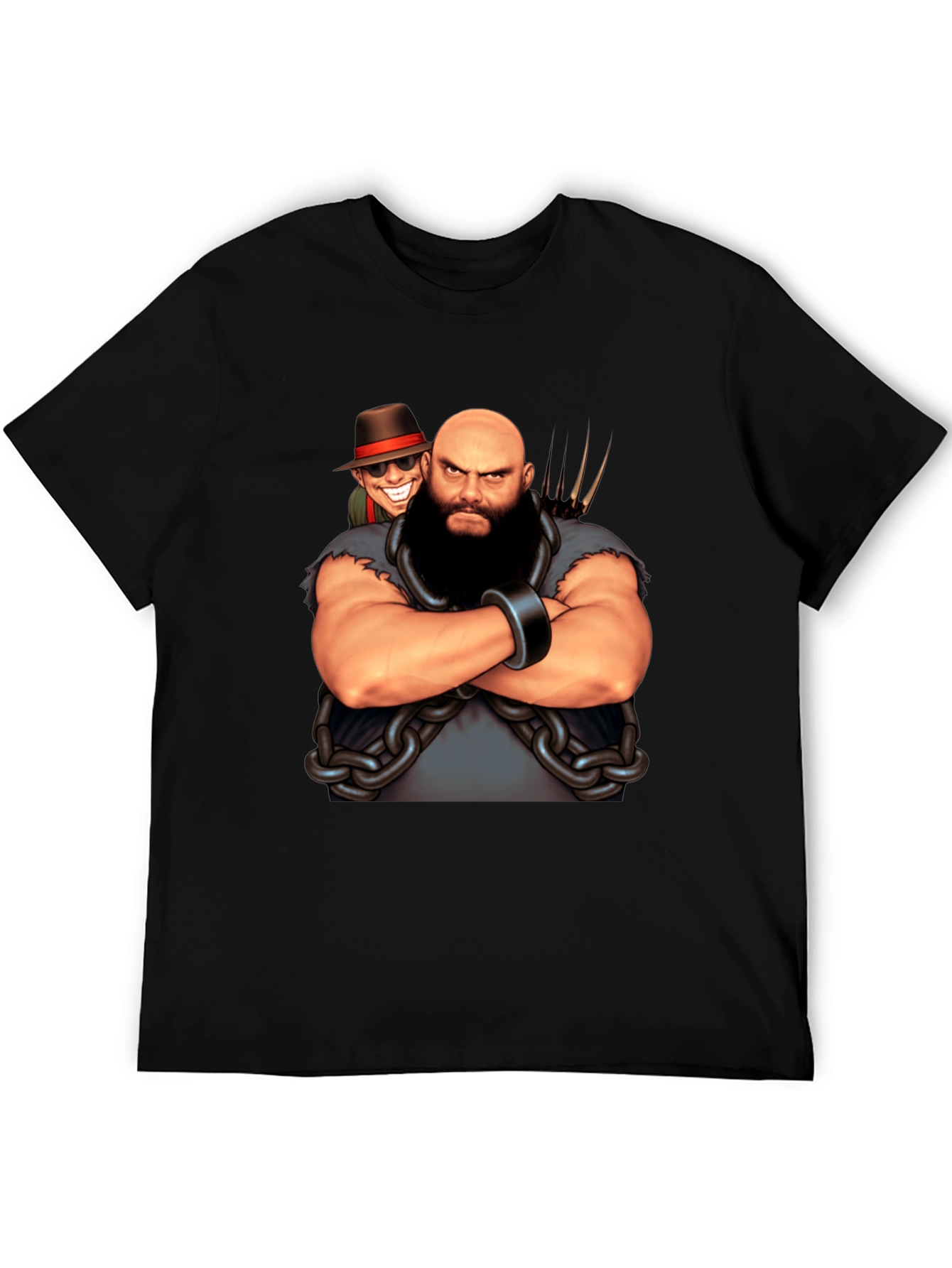 Black T-Shirt with Cartoon Villain Graphic