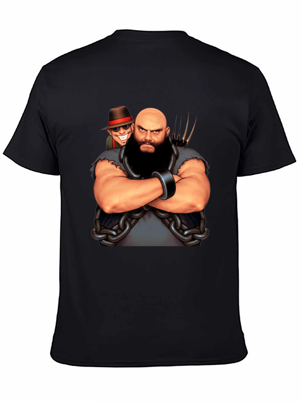 Black T-Shirt with Cartoon Villain Graphic