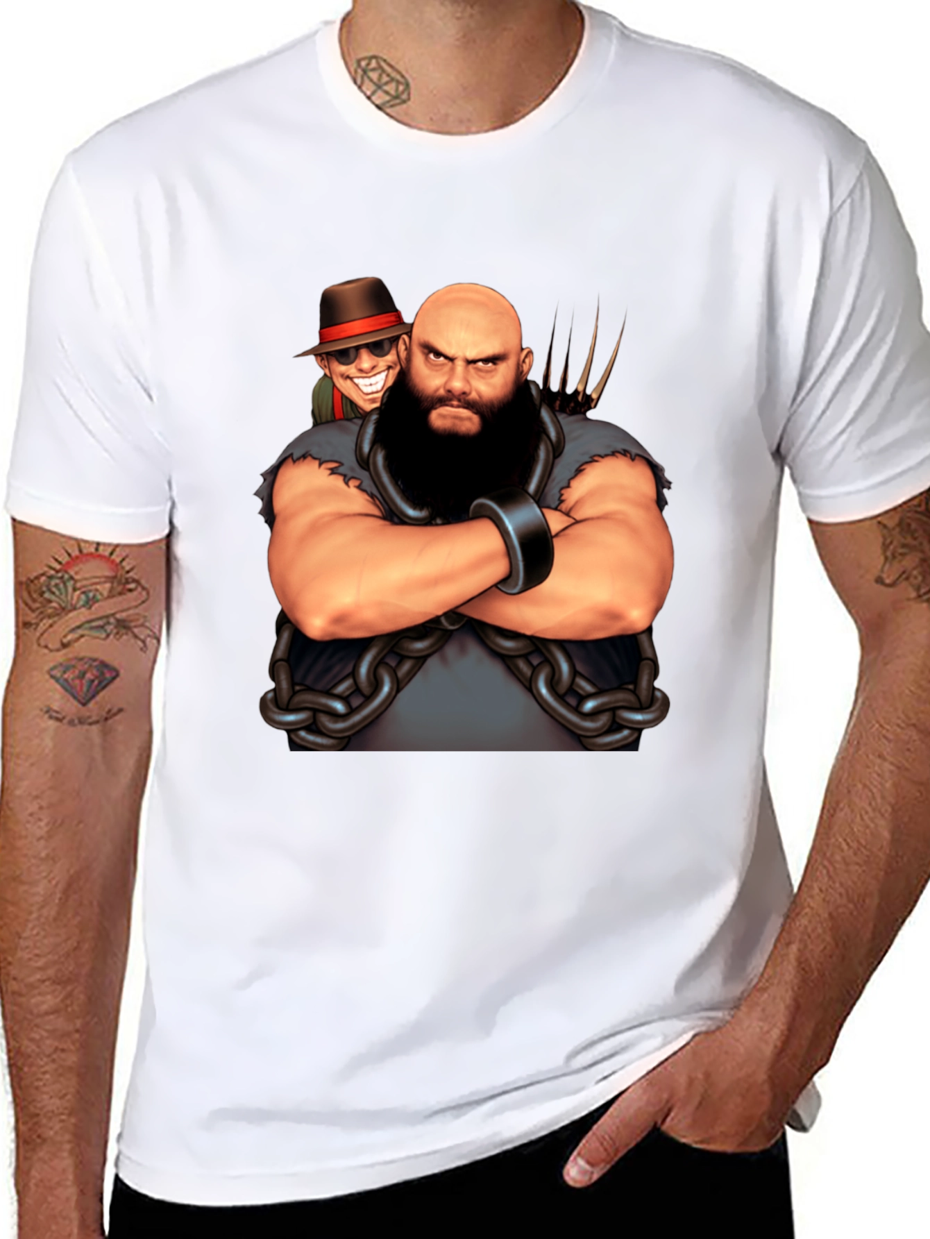 Black T-Shirt with Cartoon Villain Graphic
