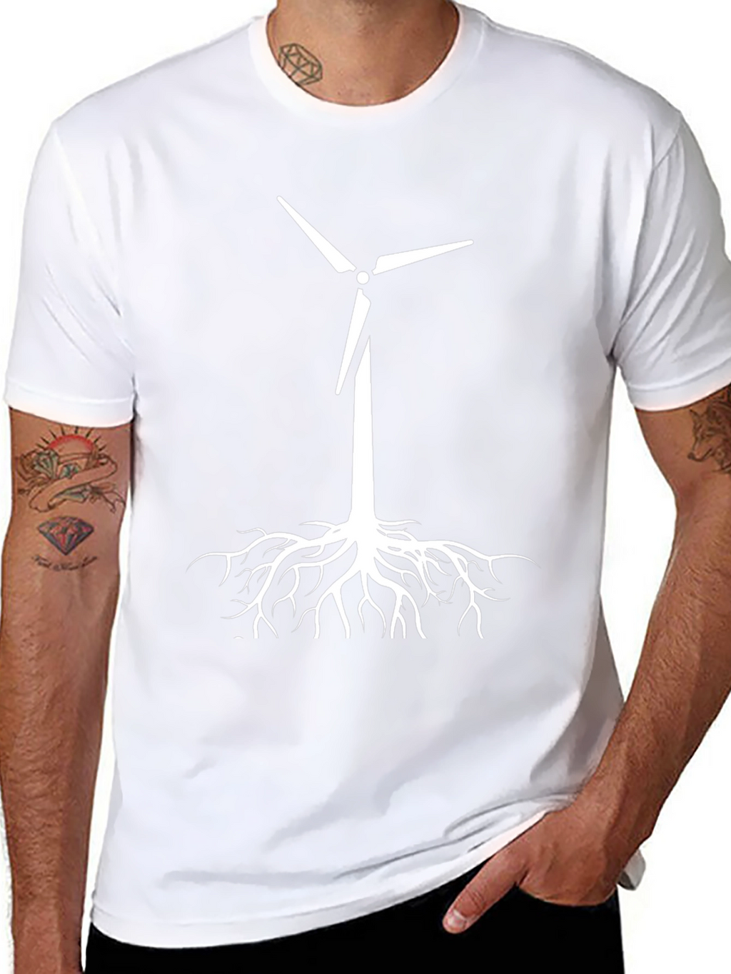 Eco-Friendly Wind Turbine Roots T-Shirt - Black