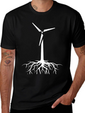 Eco-Friendly Wind Turbine Roots T-Shirt - Black