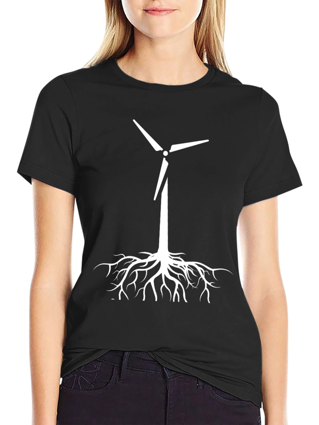 Eco-Friendly Wind Turbine Roots T-Shirt - Black