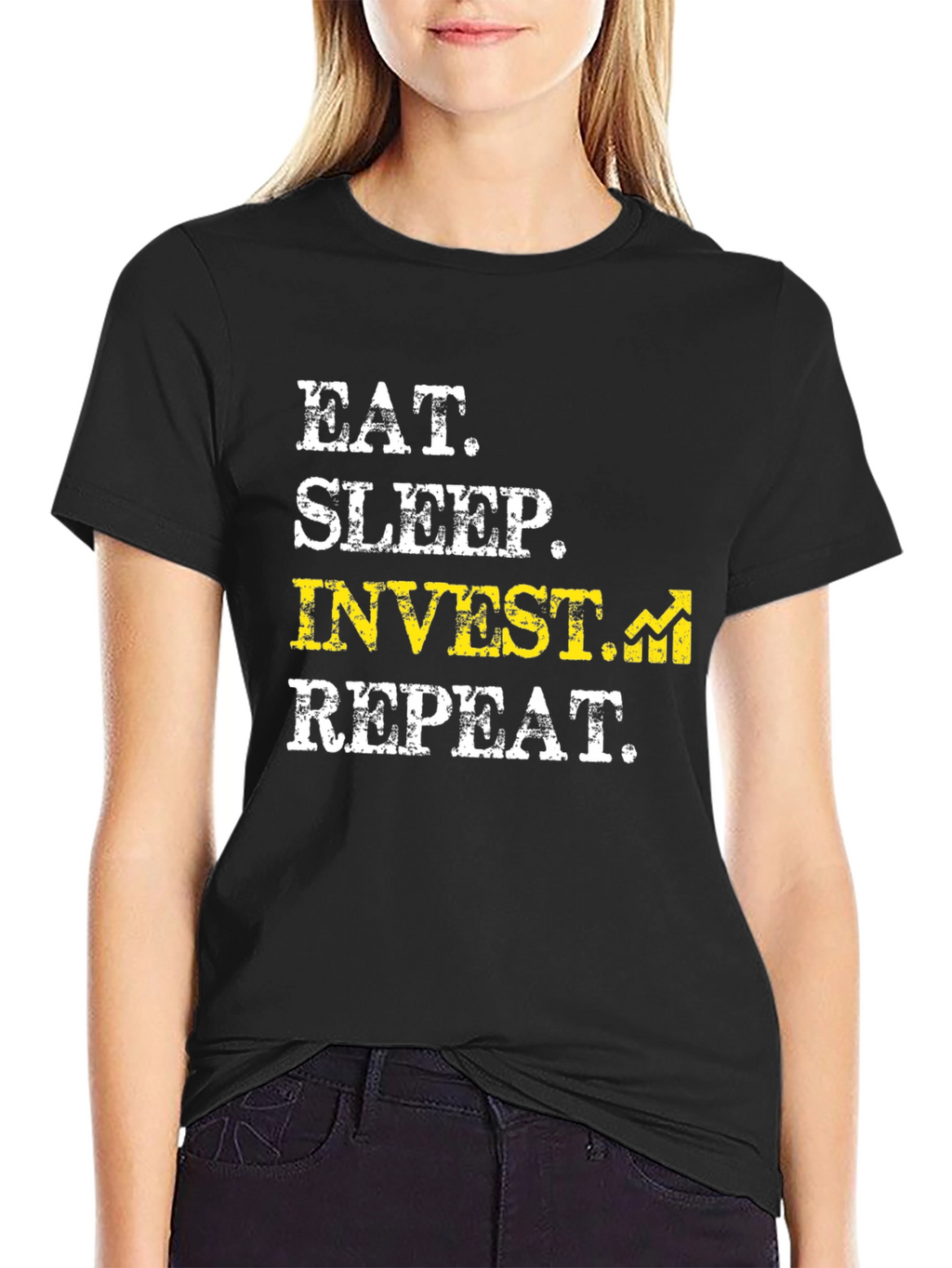 Eat Sleep Invest Repeat Black Graphic Tee