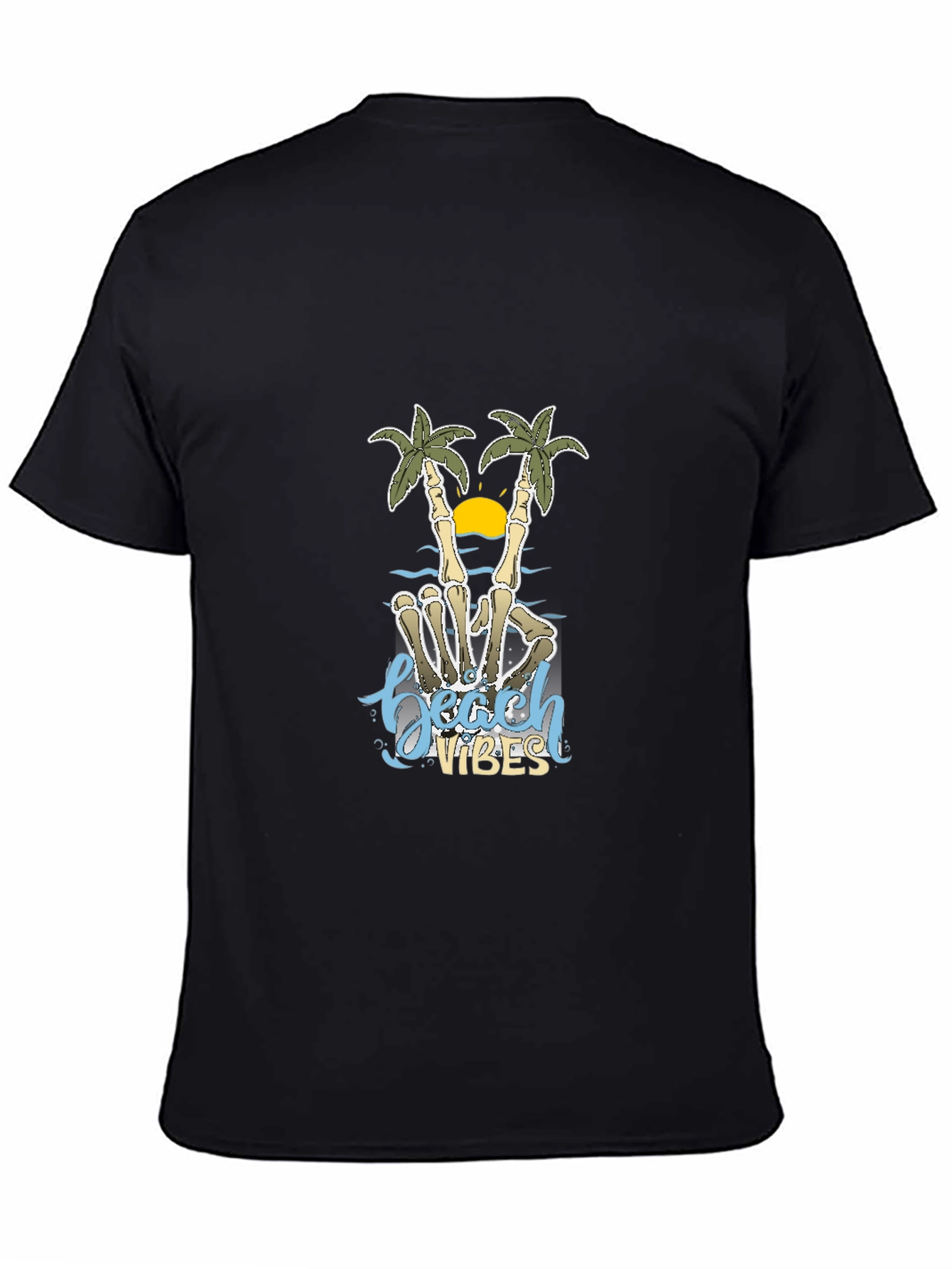 Beach Vibes Skeleton Hand Palm Tree T-Shirt