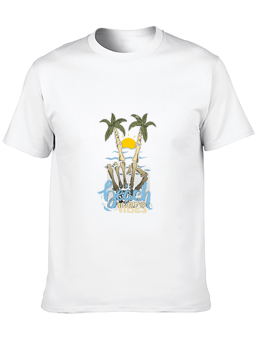 Beach Vibes Skeleton Hand Palm Tree T-Shirt