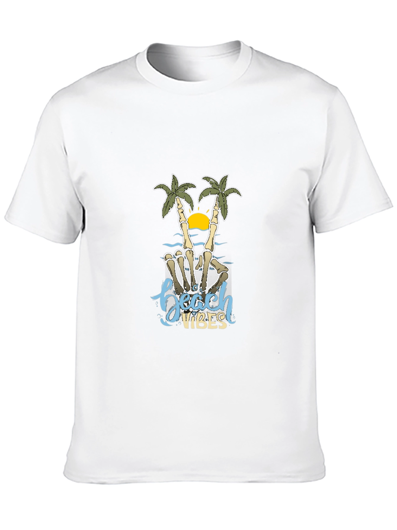 Beach Vibes Skeleton Hand Palm Tree T-Shirt
