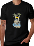 Beach Vibes Skeleton Hand Palm Tree T-Shirt