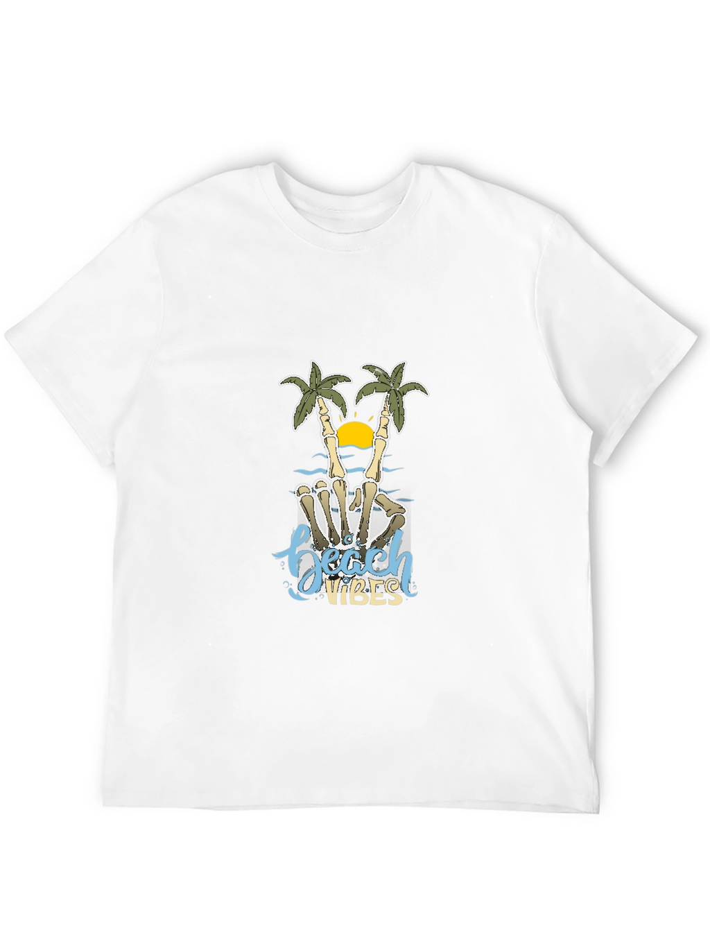 Beach Vibes Skeleton Hand Palm Tree T-Shirt