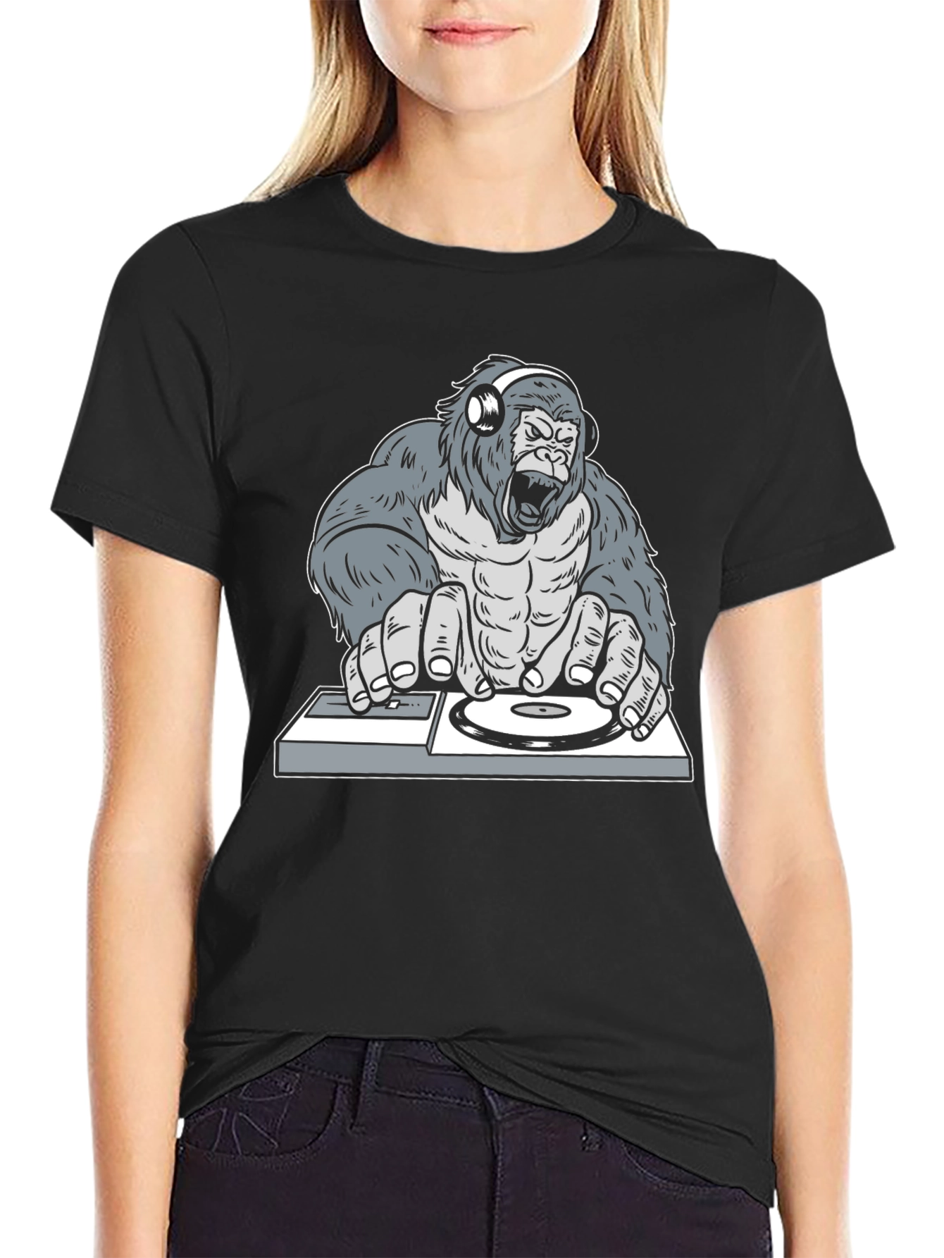 DJ Gorilla Graphic Tee - Cool Animal Print T-Shirt
