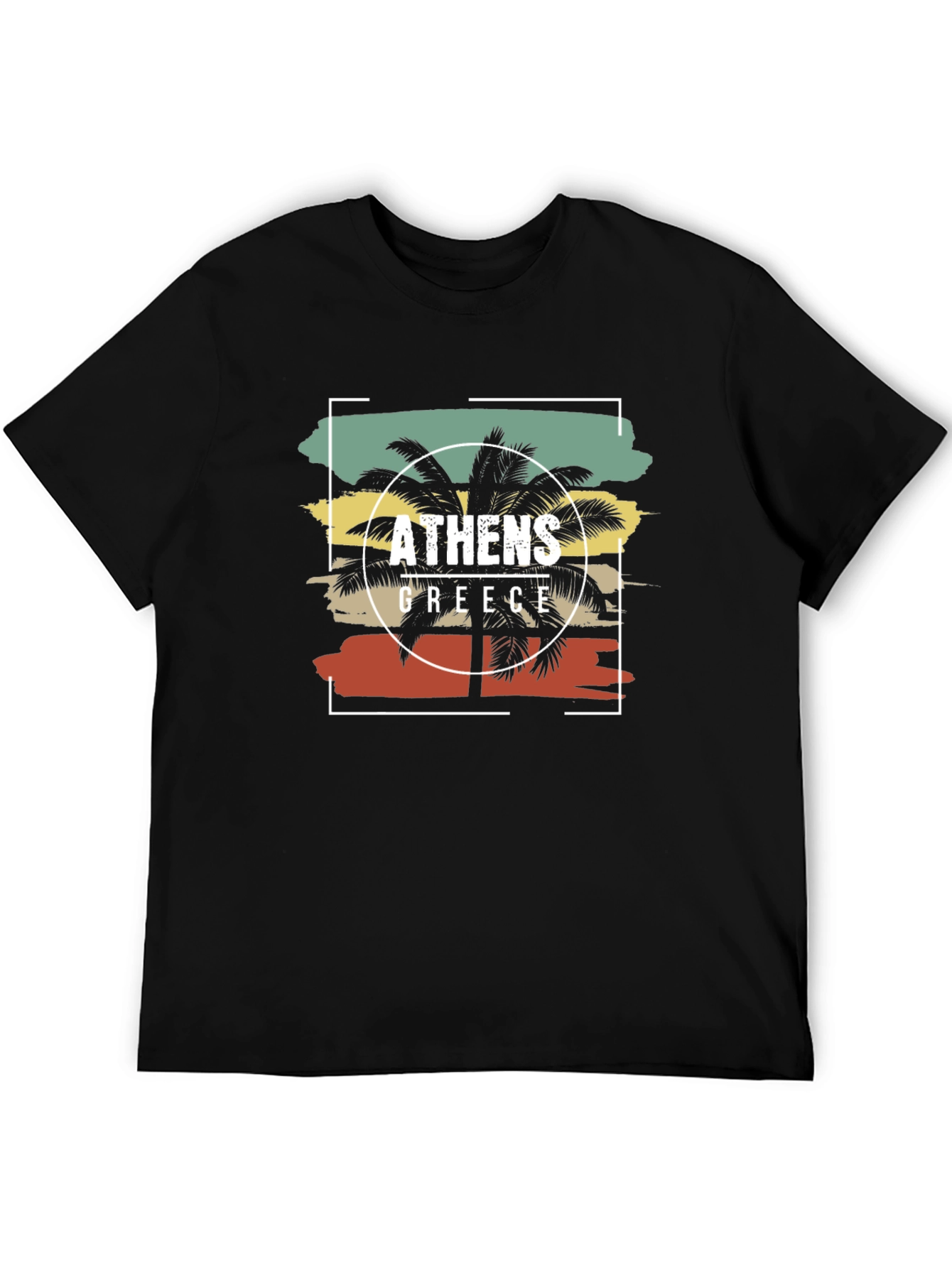 Athens Greece Palm Tree T-Shirt Retro Style Tee
