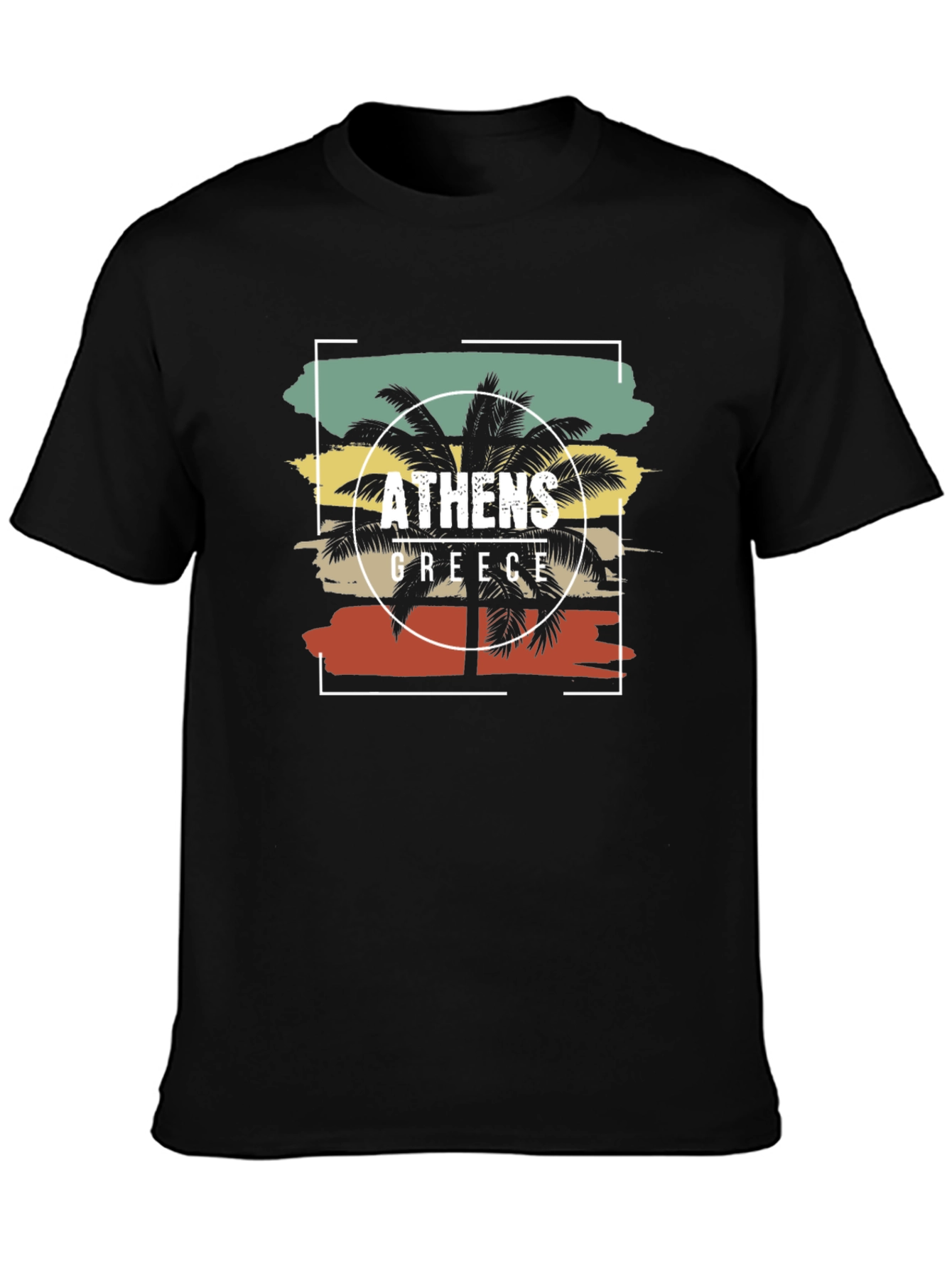 Athens Greece Palm Tree T-Shirt Retro Style Tee