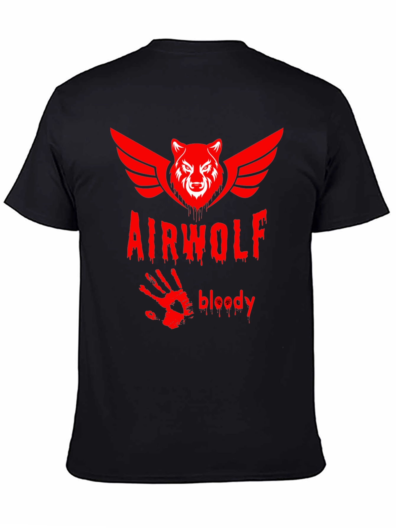 Airwolf Bloody Graphic Print T-Shirt - Black