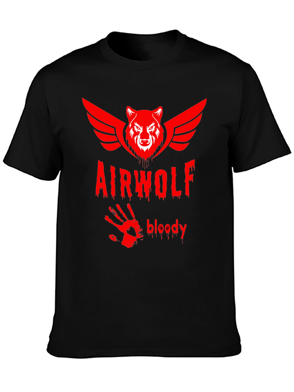 Airwolf Bloody Graphic Print T-Shirt - Black