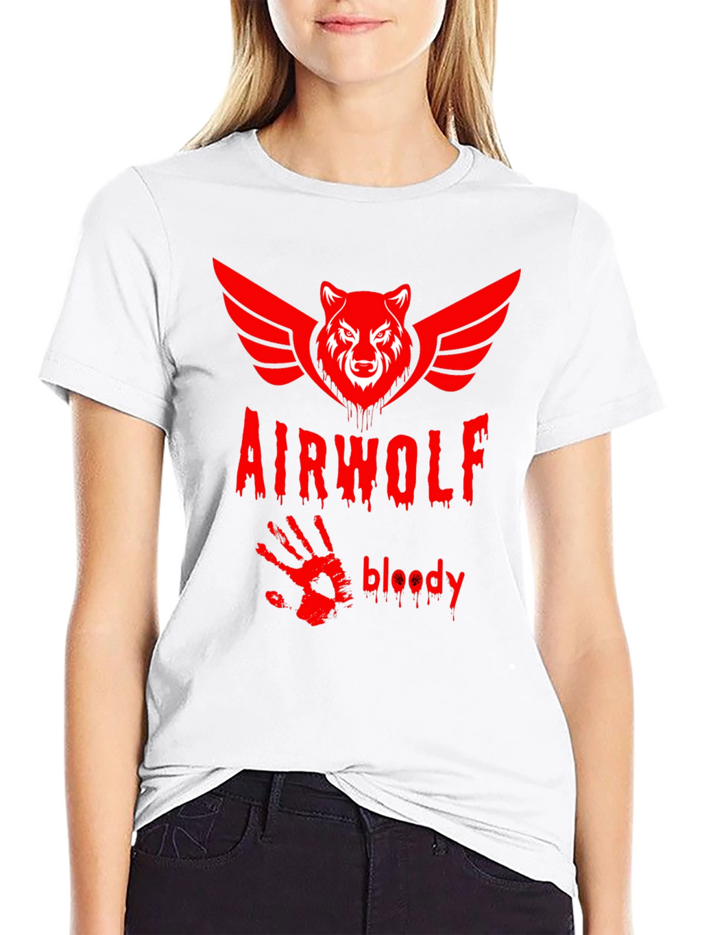Airwolf Bloody Graphic Print T-Shirt - Black