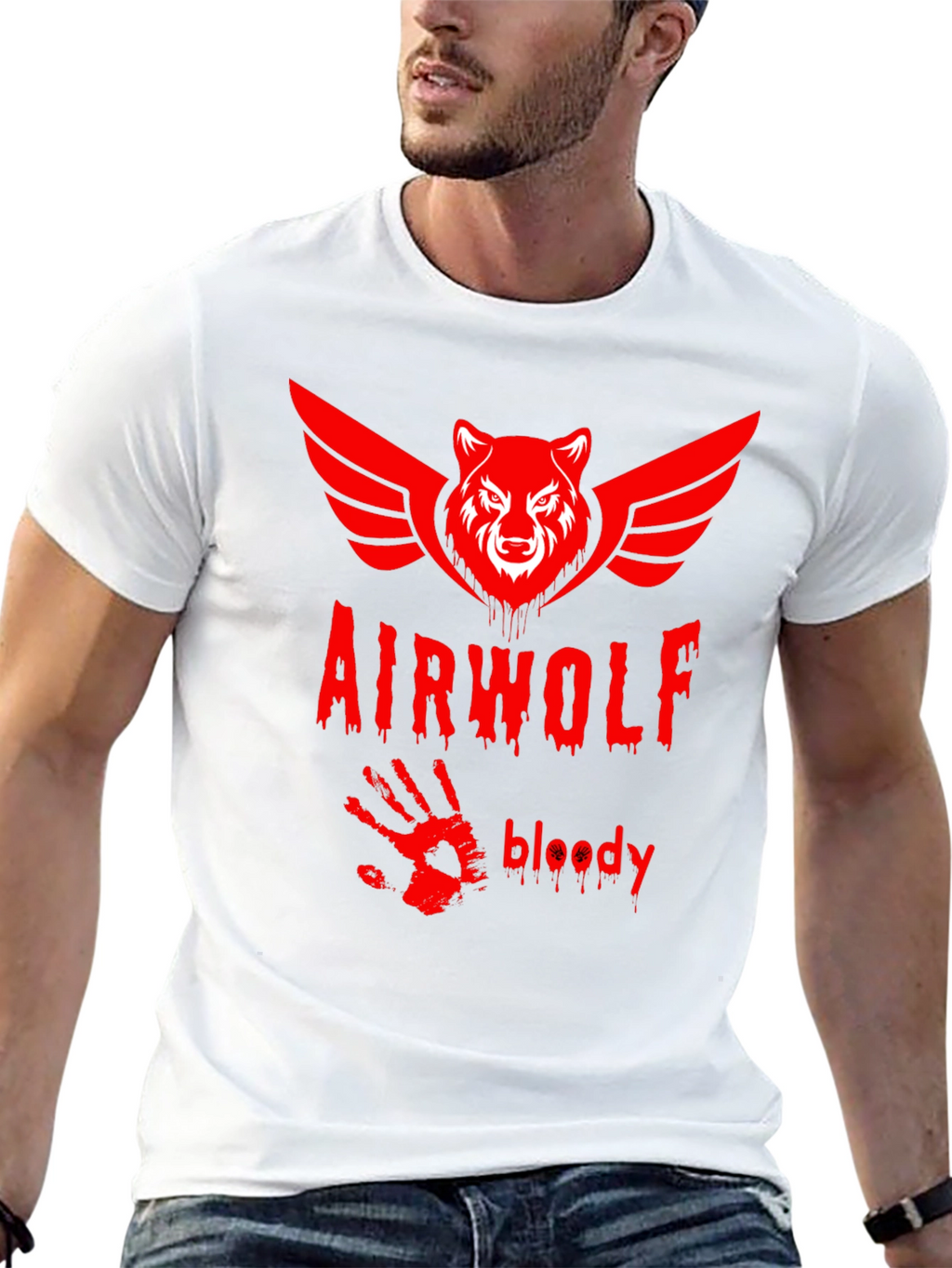 Airwolf Bloody Graphic Print T-Shirt - Black