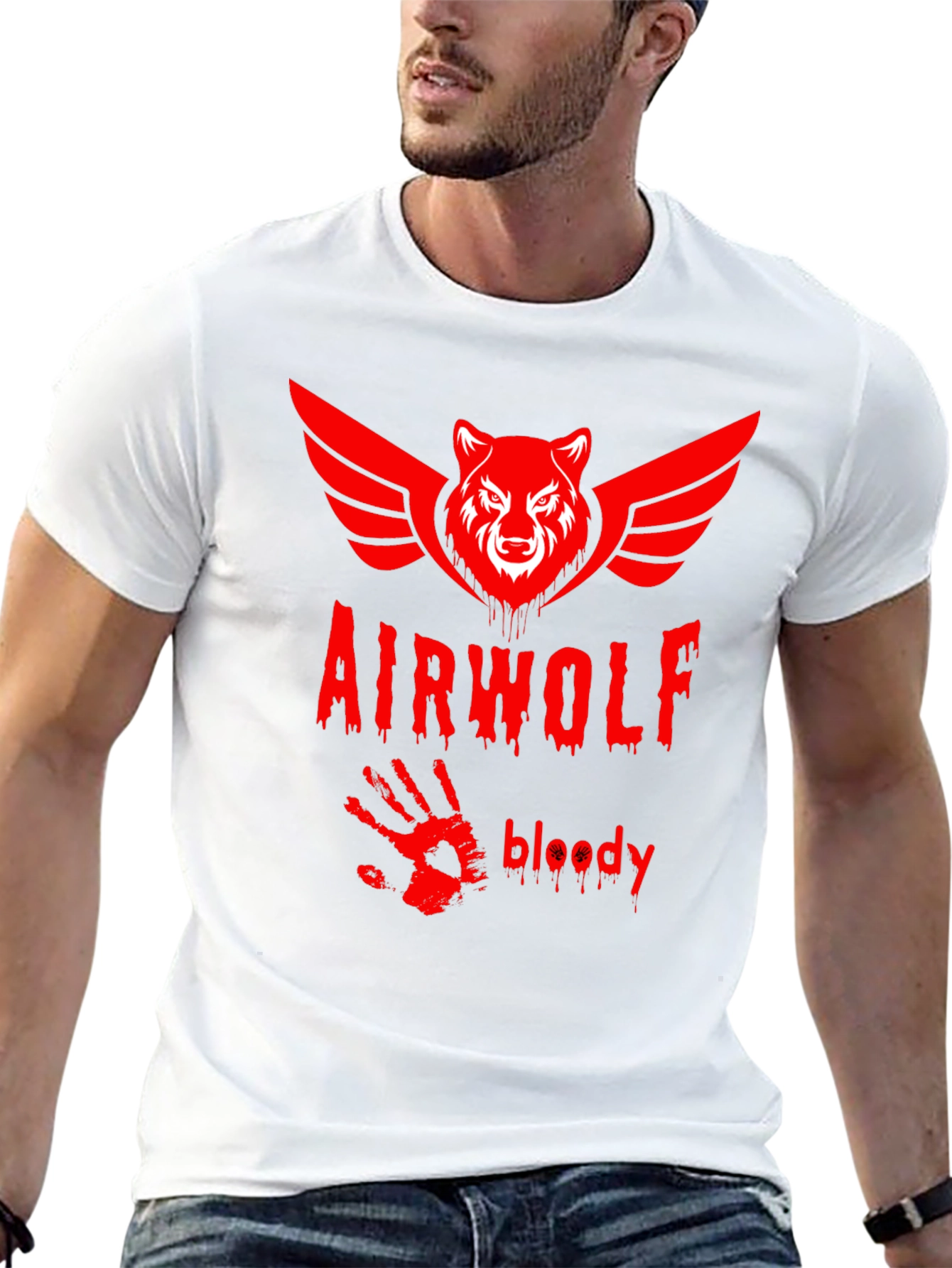 Airwolf Bloody Graphic Print T-Shirt - Black