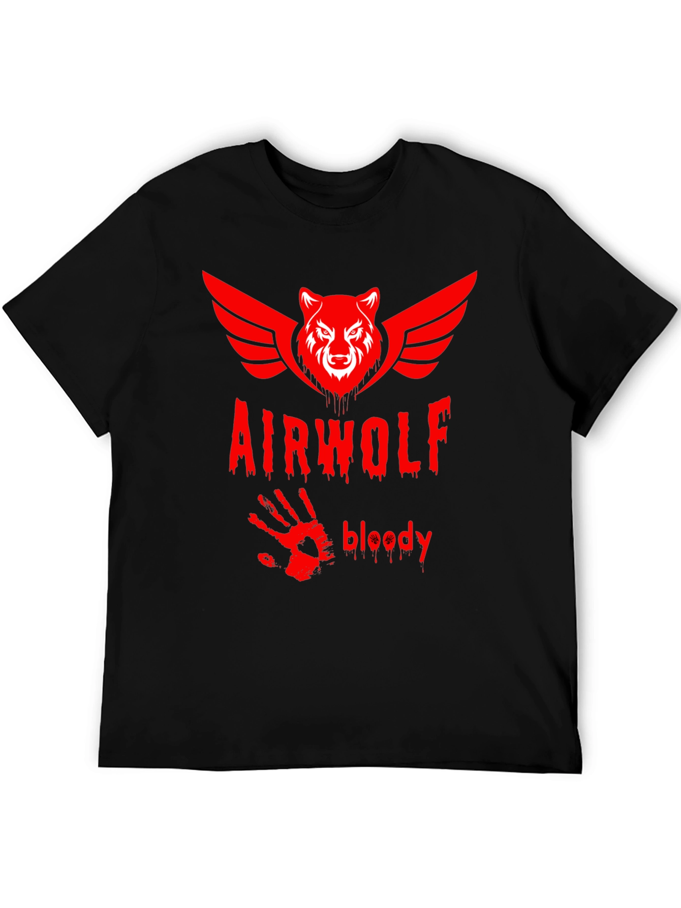 Airwolf Bloody Graphic Print T-Shirt - Black