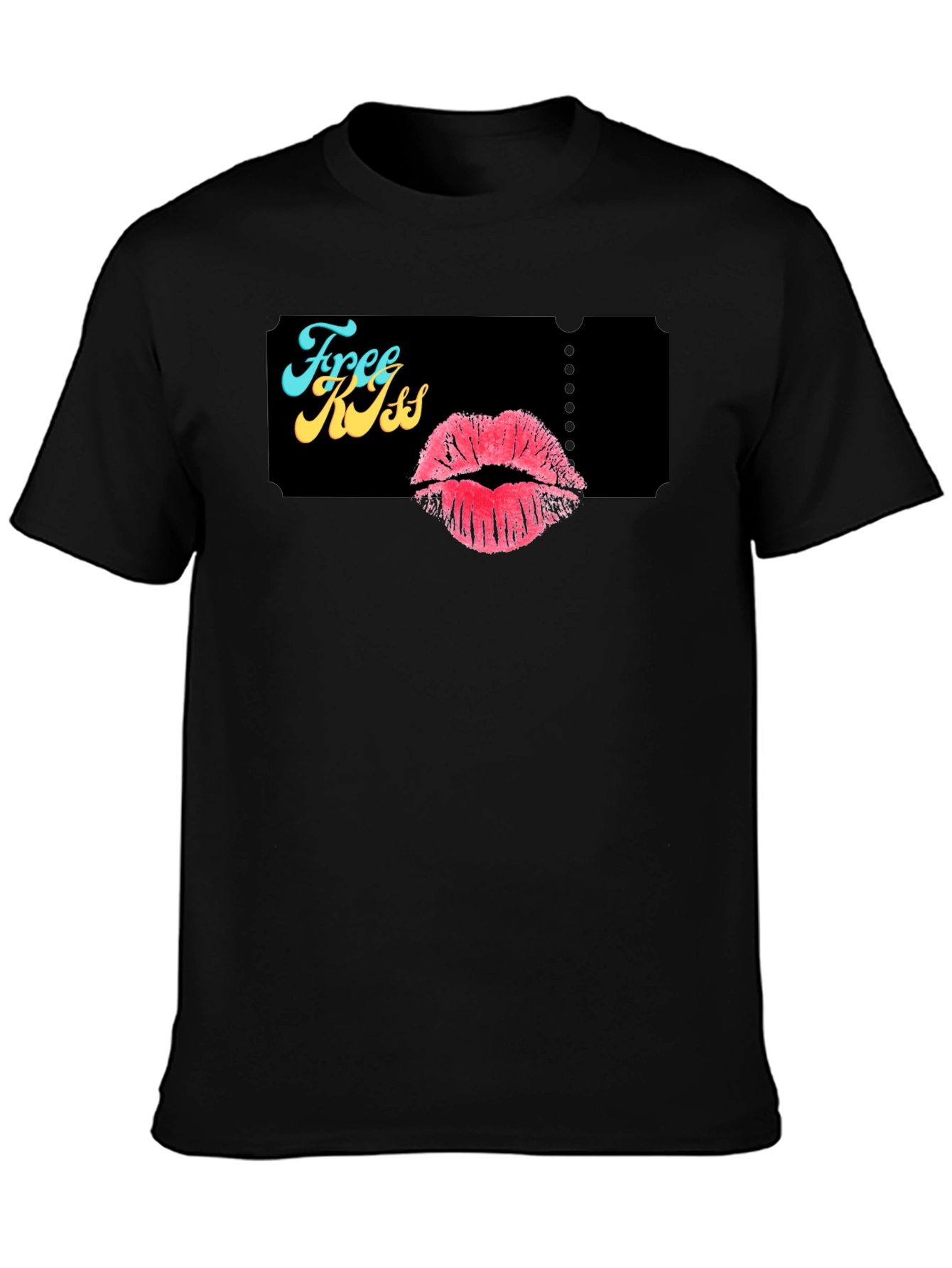 Free Kiss Ticket Graphic T-Shirt - Novelty Tee