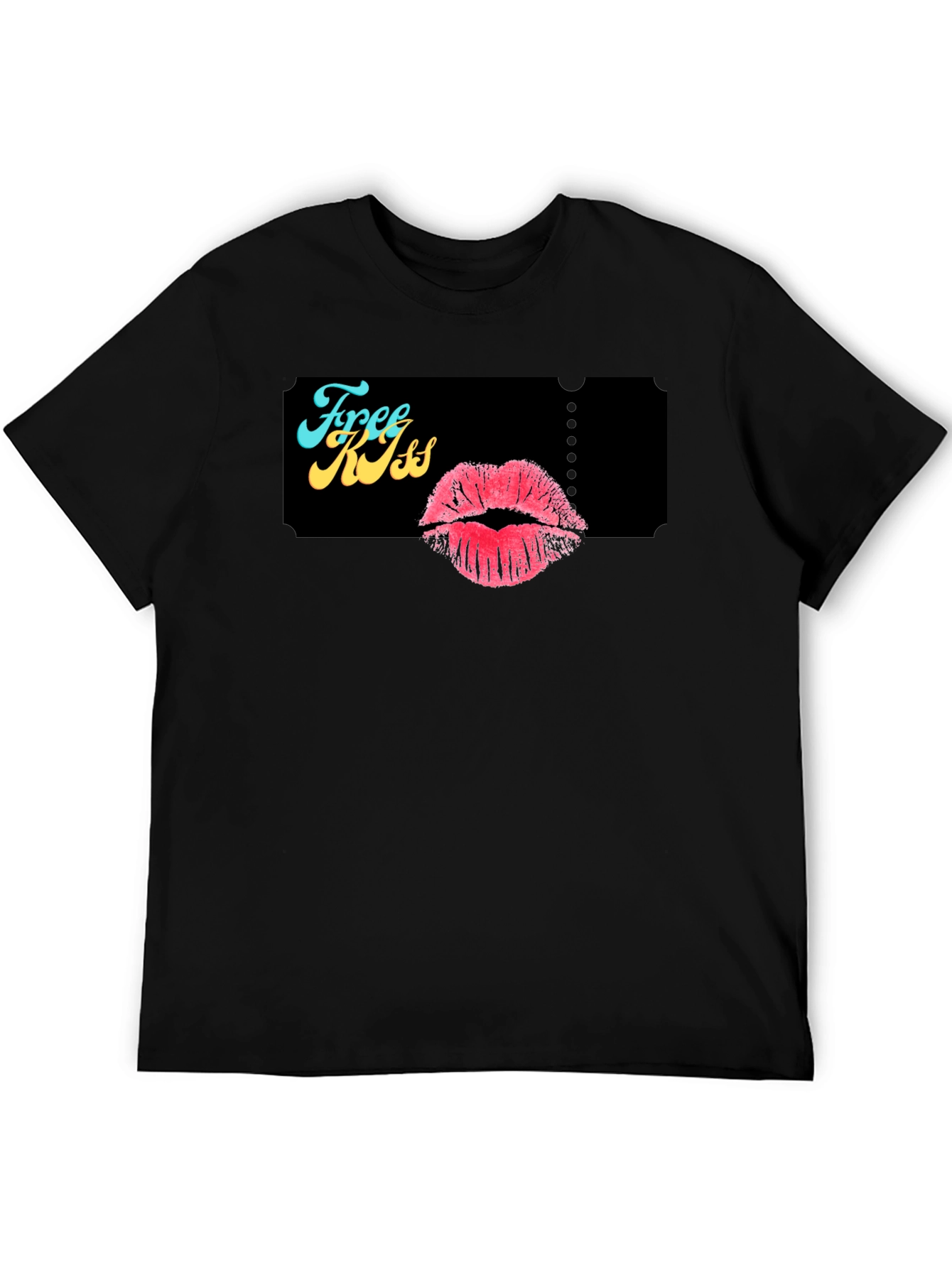 Free Kiss Ticket Graphic T-Shirt - Novelty Tee