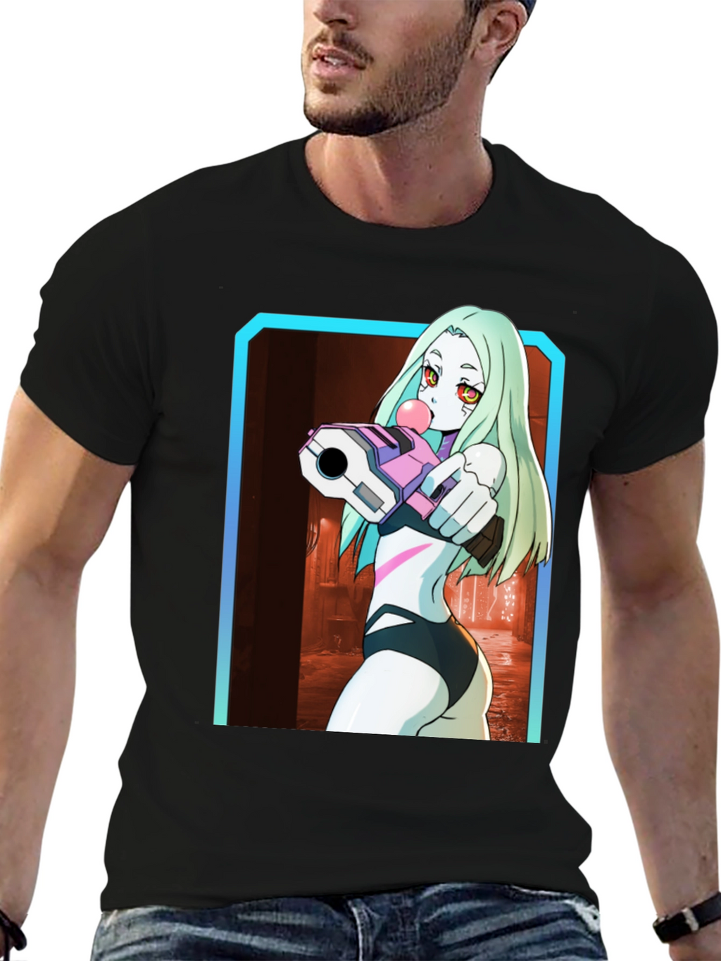 Anime Character Graphic Black T-Shirt