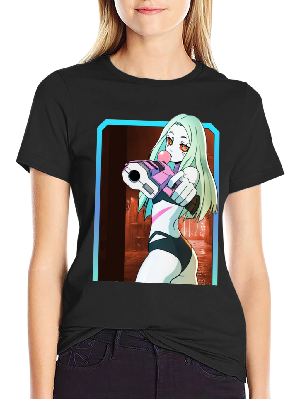 Anime Character Graphic Black T-Shirt