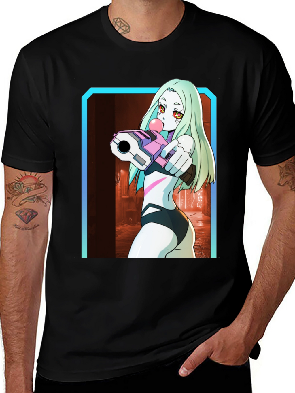 Anime Character Graphic Black T-Shirt