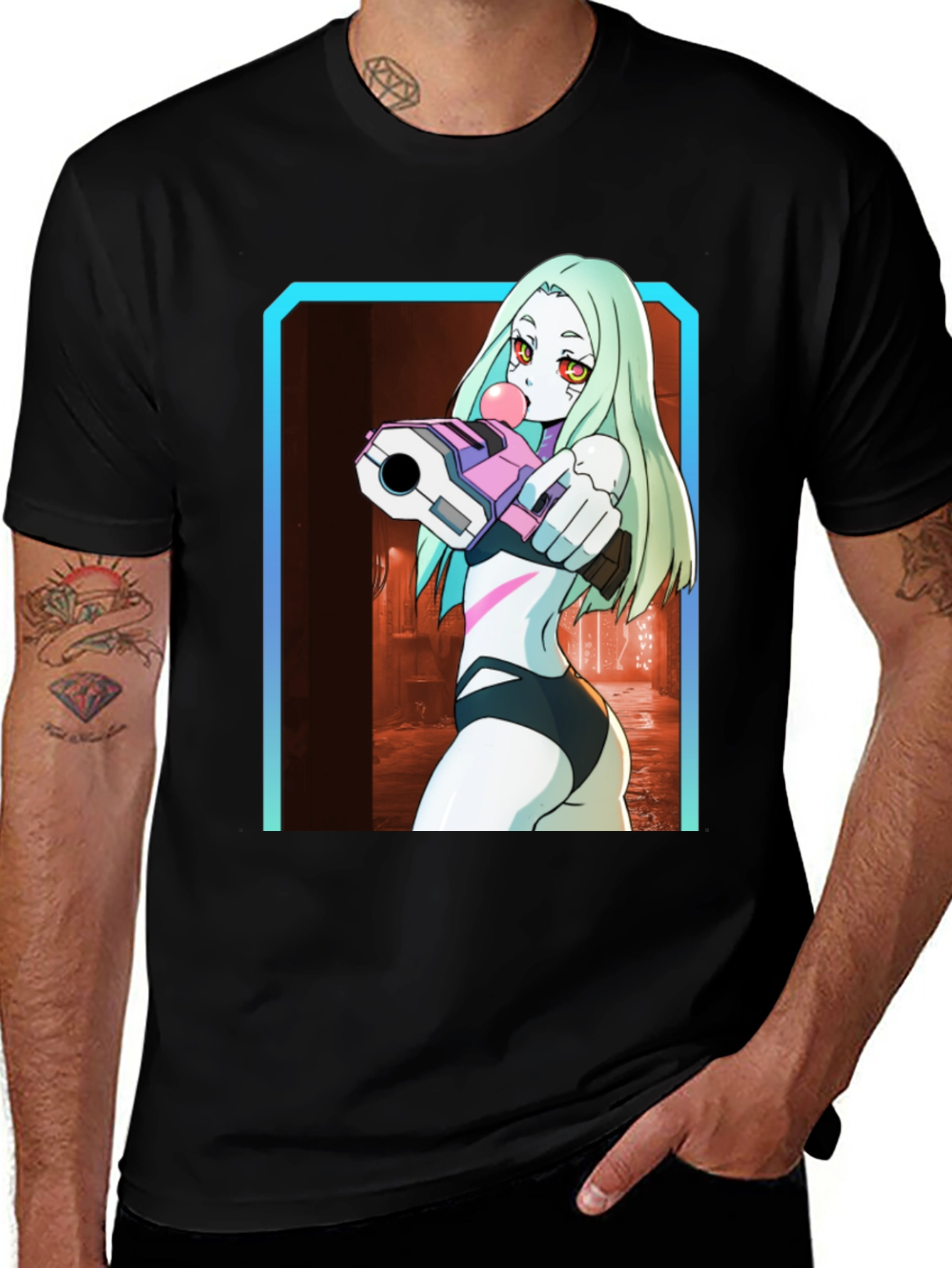 Anime Character Graphic Black T-Shirt