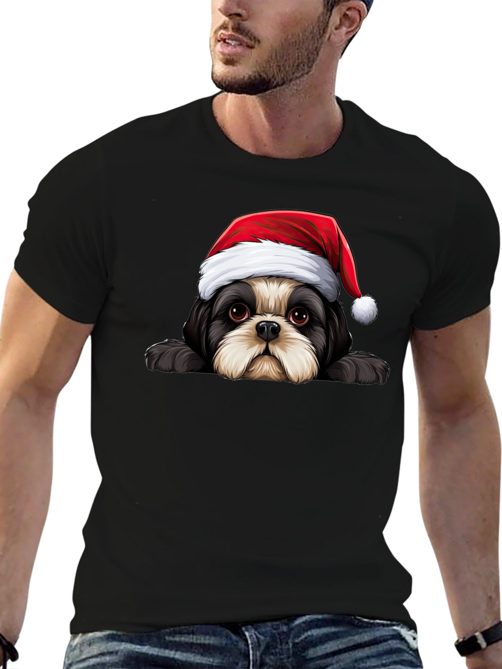 Festive Dog Graphic Tee - Holiday Cheer