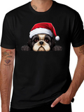 Festive Dog Graphic Tee - Holiday Cheer