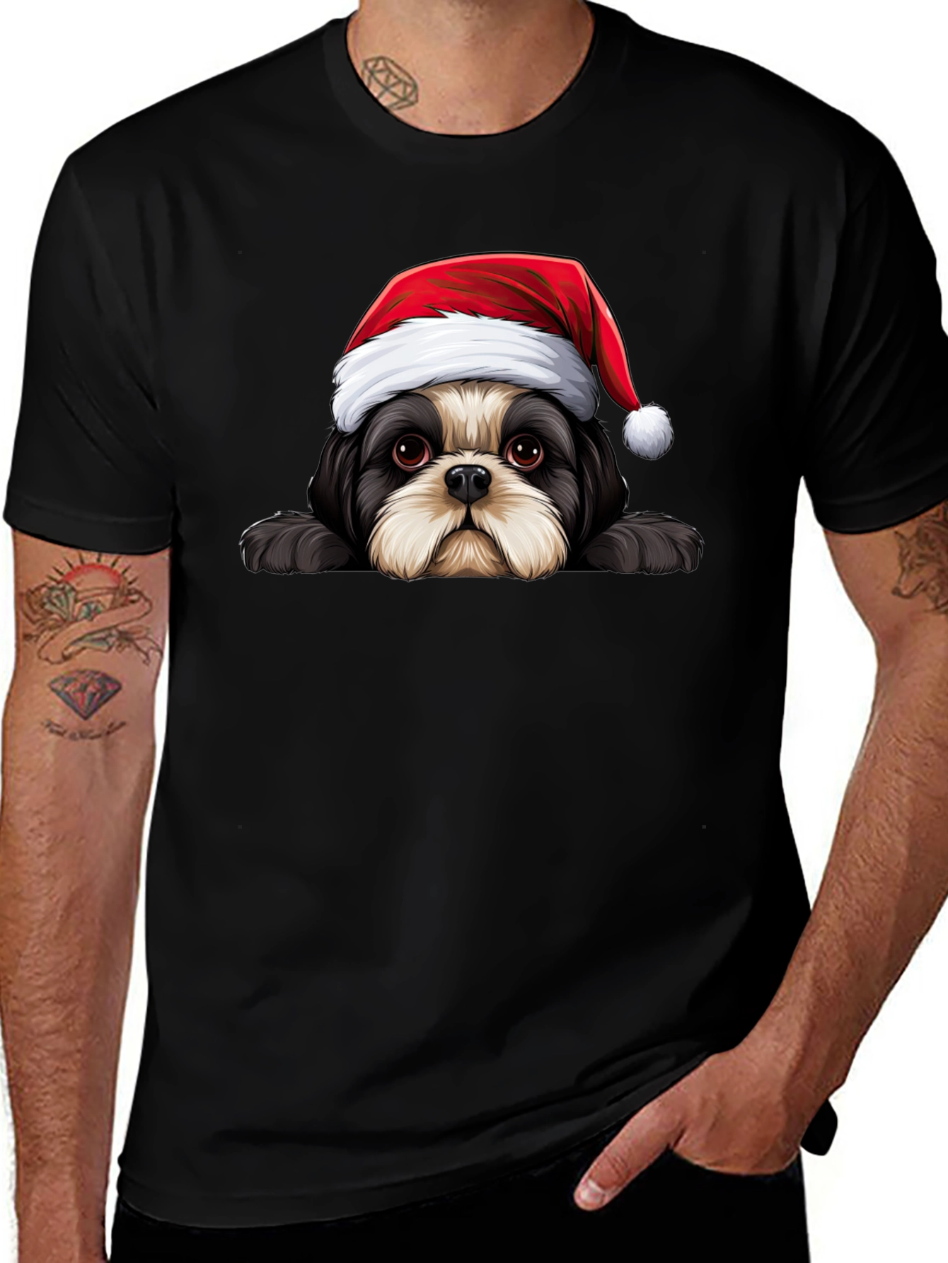 Festive Dog Graphic Tee - Holiday Cheer