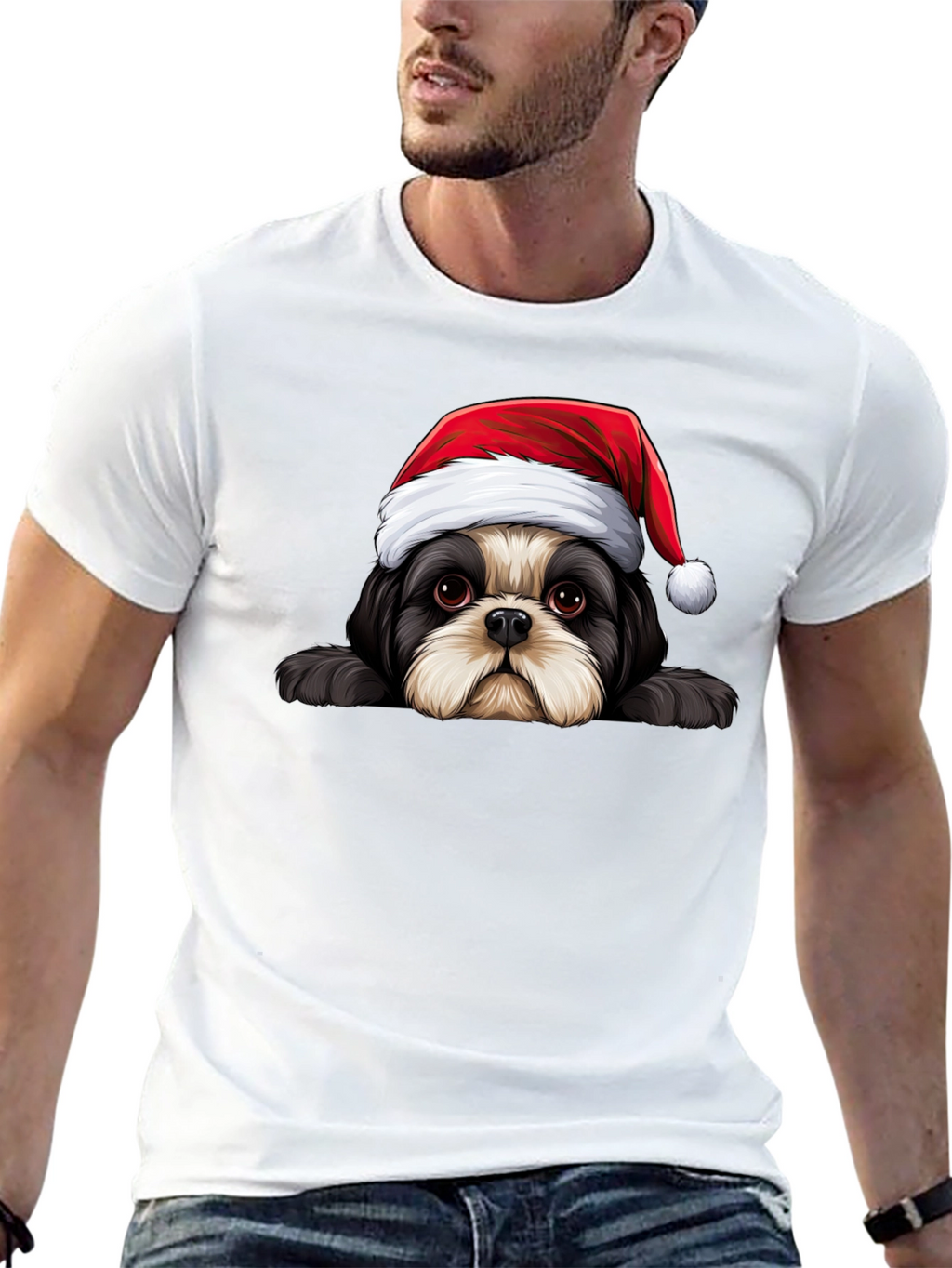 Festive Dog Graphic Tee - Holiday Cheer