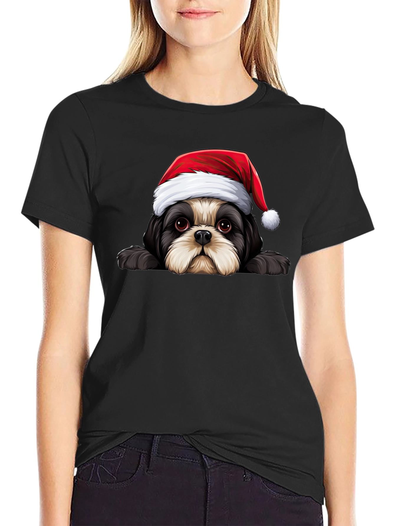 Festive Dog Graphic Tee - Holiday Cheer