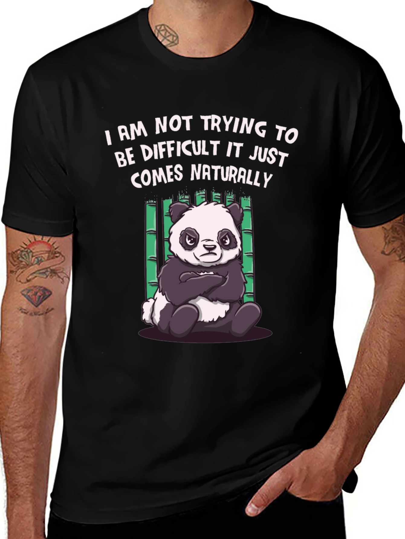 Difficult Panda Graphic Tee - Black