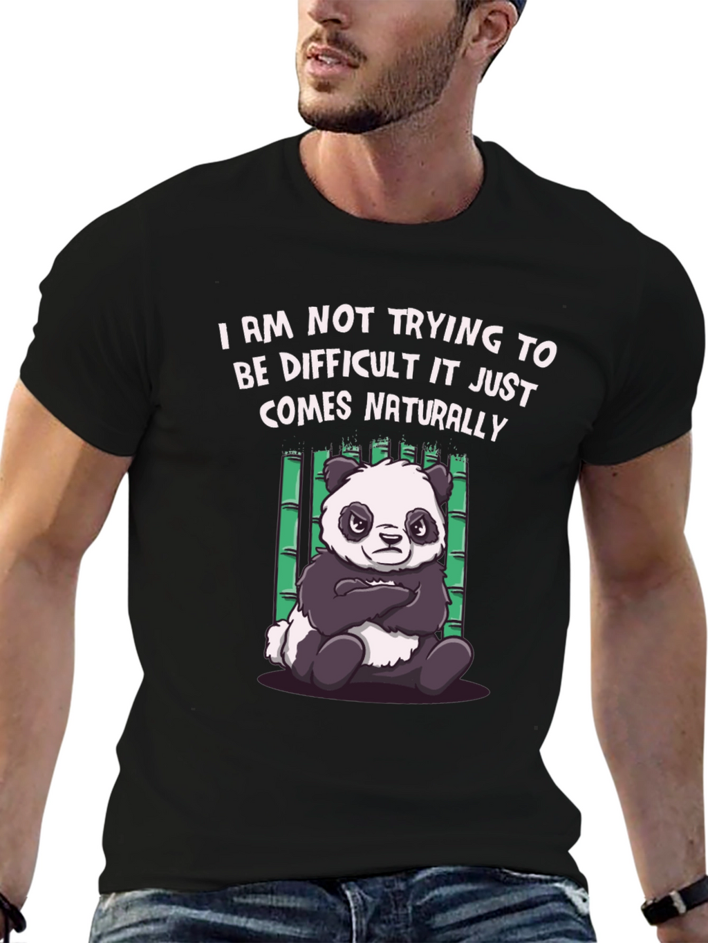 Difficult Panda Graphic Tee - Black