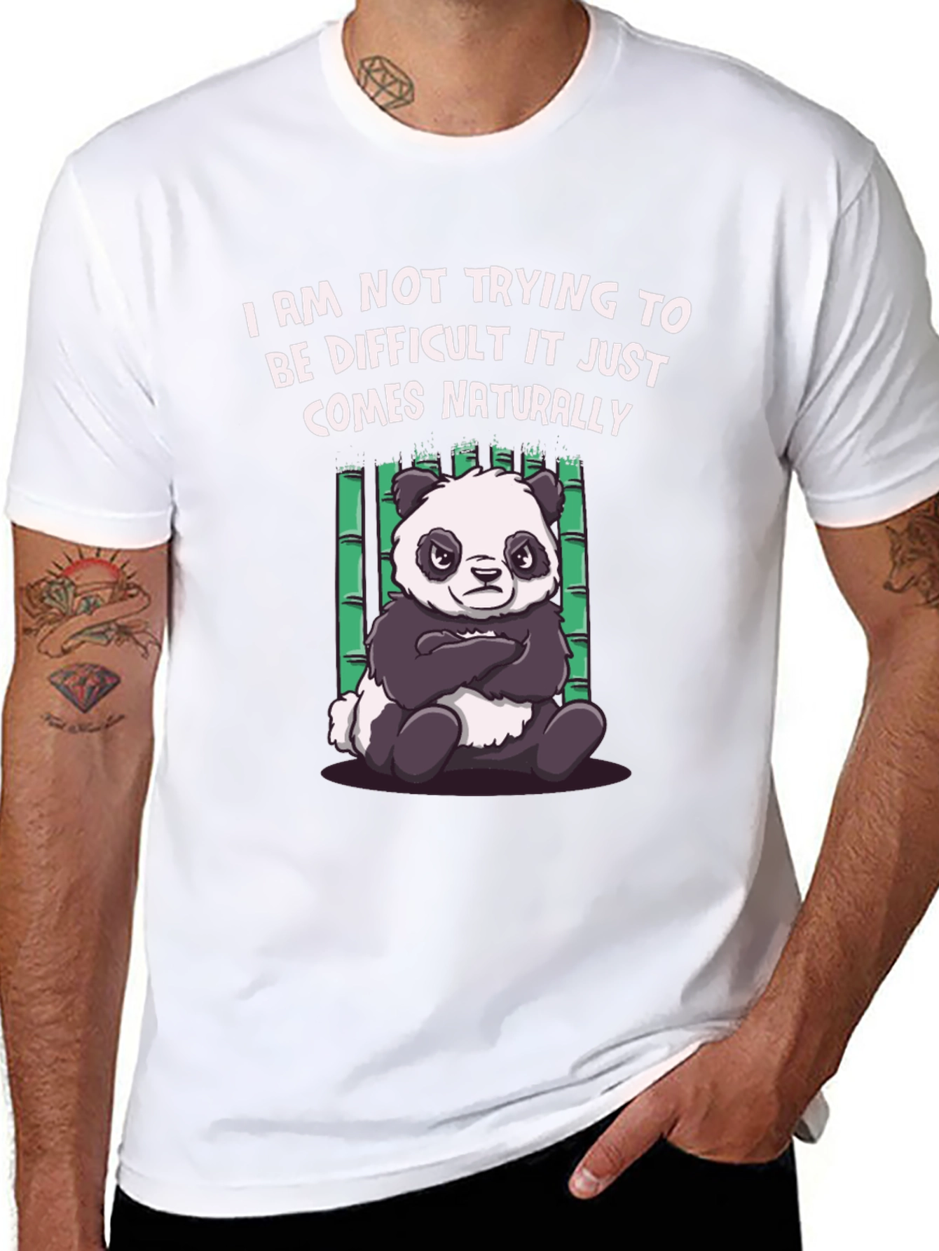 Difficult Panda Graphic Tee - Black