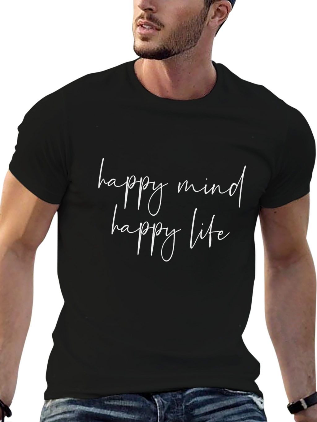Happy Mind Happy Life Black T-Shirt