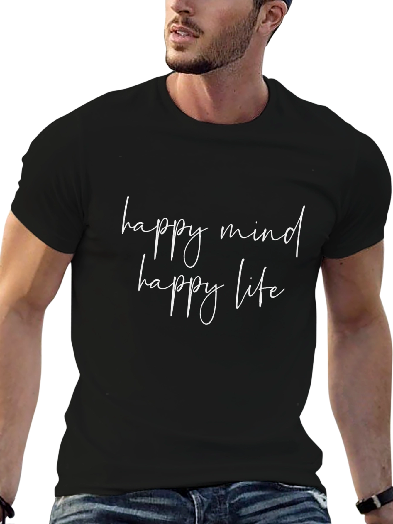 Happy Mind Happy Life Black T-Shirt